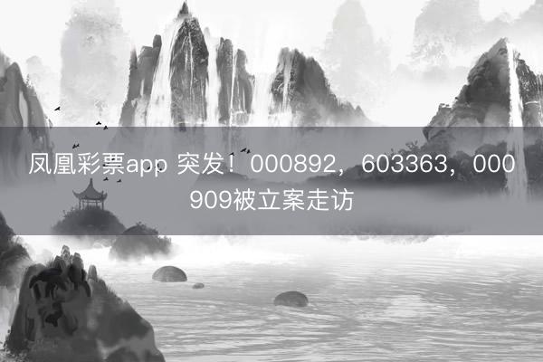 凤凰彩票app 突发！000892，603363，00090